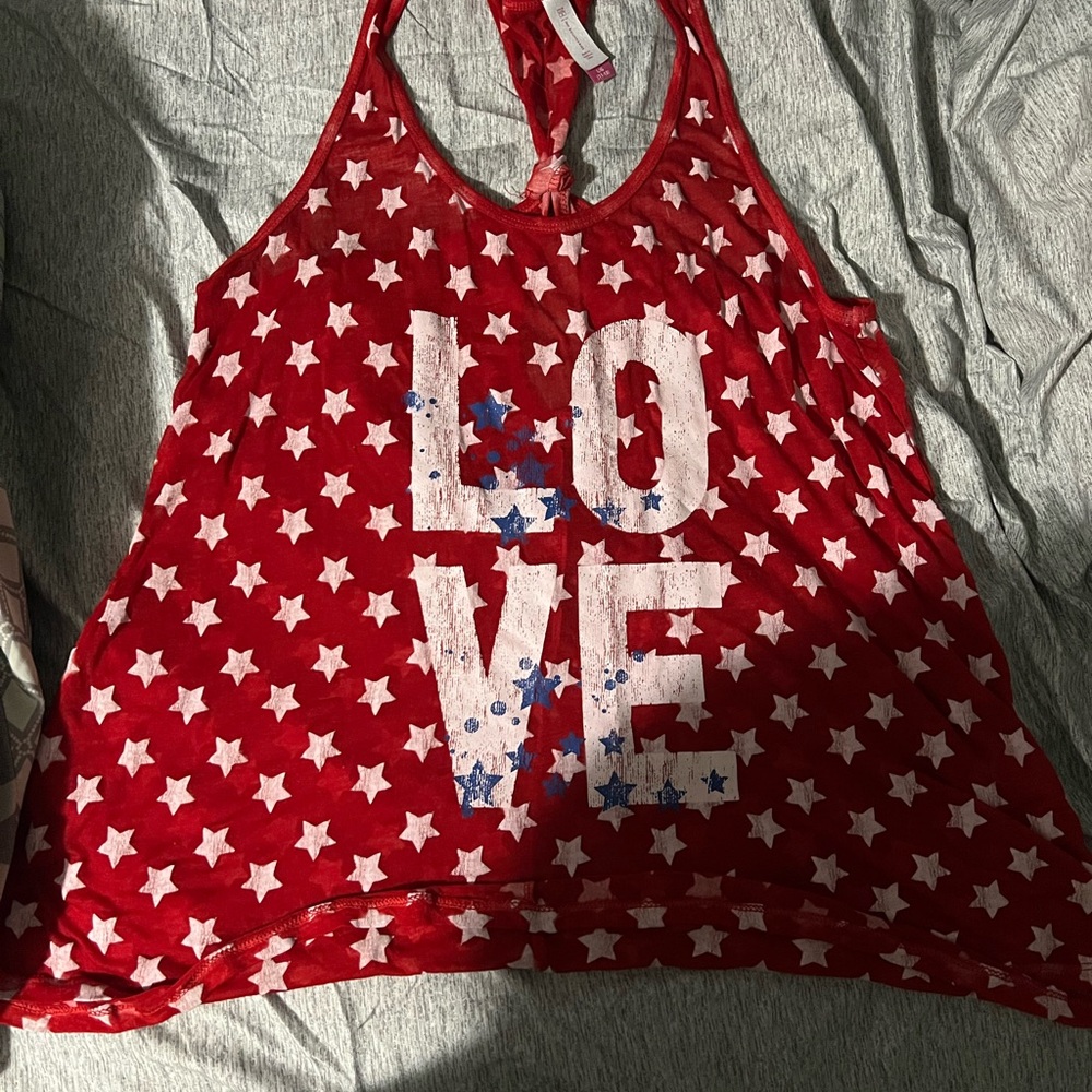 Xhilaration Red Star Tank Top